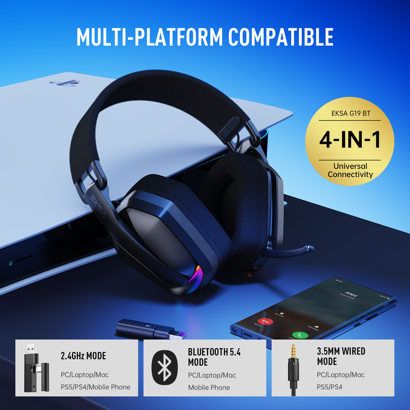 EKSA G19BT Беспроводные игровы – обзор и цена Esports Gaming Headphones